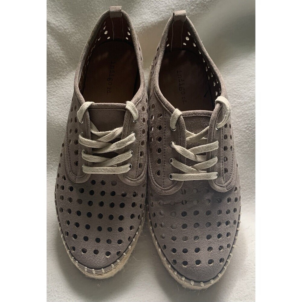Indigo Rd Irlaney Perforated Oxford Suede Espadrille Women’s Shoes Sneakers